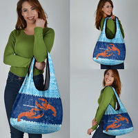 Turks and Caicos Islands Grocery Bag with Red Crab and Ocean Wave Coral Reef Design - Wonder Print Shop