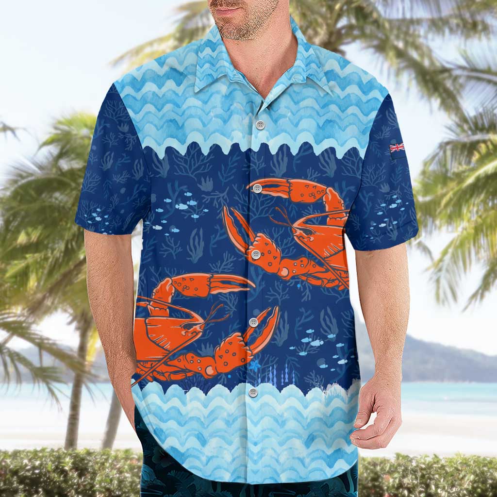 Turks and Caicos Islands Hawaiian Shirt with Red Crab and Ocean Wave Coral Reef Design - Wonder Print Shop