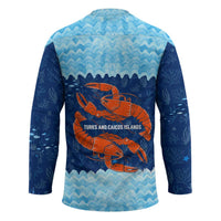 Turks and Caicos Islands Hockey Jersey with Red Crab and Ocean Wave Coral Reef Design - Wonder Print Shop