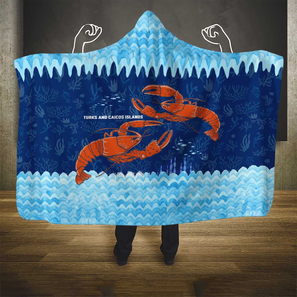 Turks and Caicos Islands Hooded Blanket with Red Crab and Ocean Wave Coral Reef Design - Wonder Print Shop