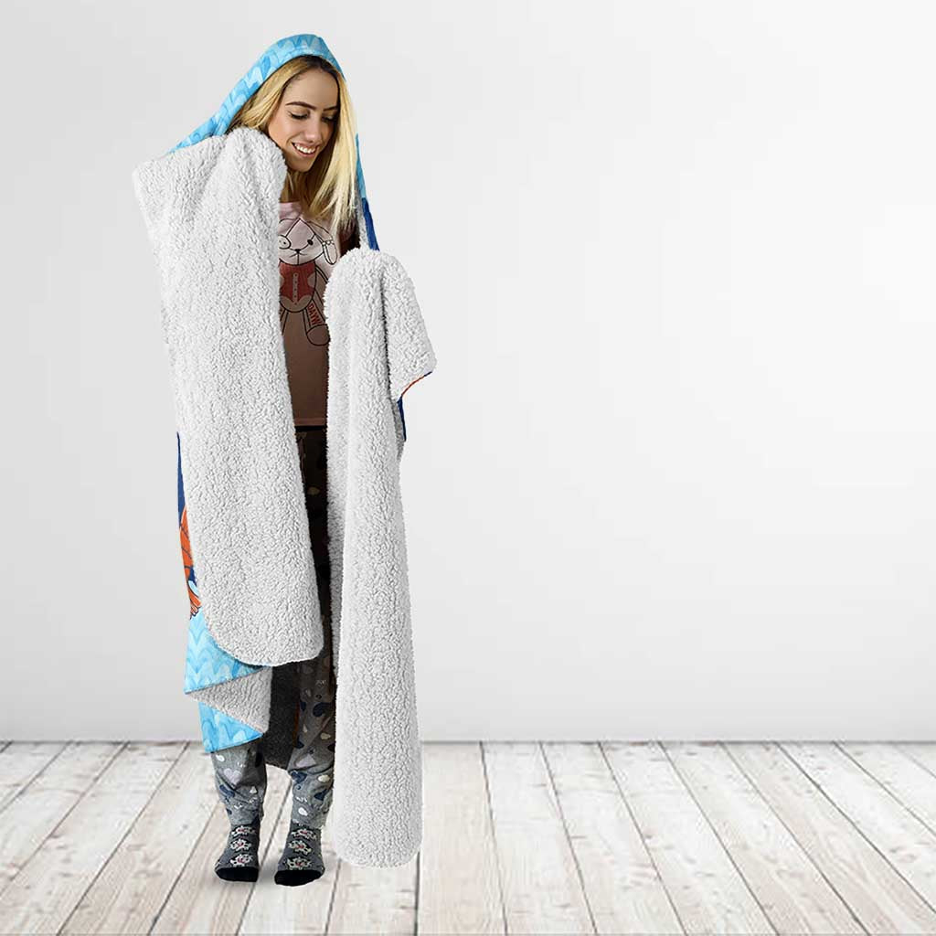 Turks and Caicos Islands Hooded Blanket with Red Crab and Ocean Wave Coral Reef Design - Wonder Print Shop