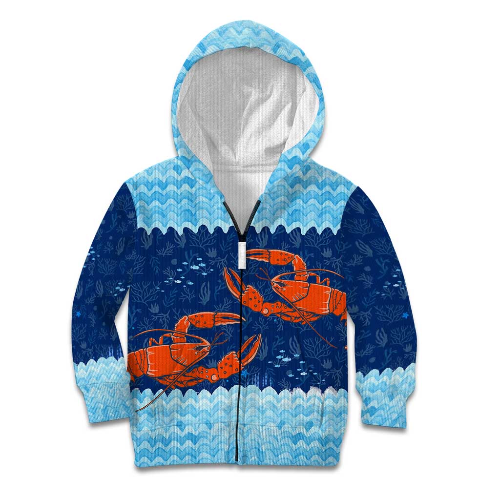 Turks and Caicos Islands Kid Hoodie with Red Crab and Ocean Wave Coral Reef Design - Wonder Print Shop