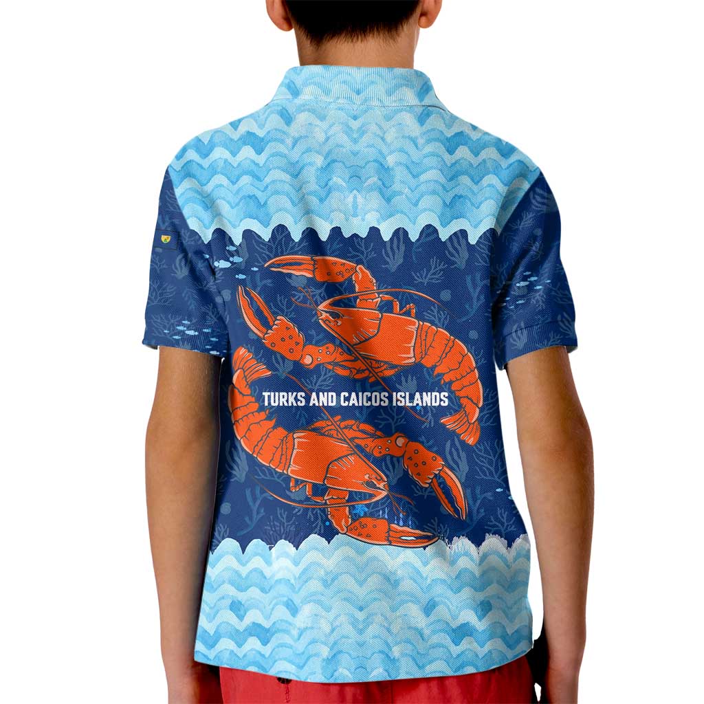 Turks and Caicos Islands Kid Polo Shirt with Red Crab and Ocean Wave Coral Reef Design - Wonder Print Shop