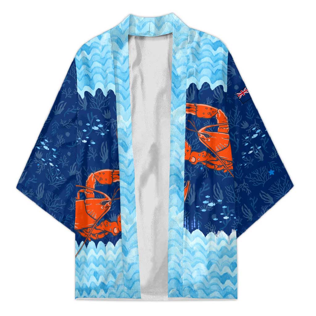 Turks and Caicos Islands Kimono with Red Crab and Ocean Wave Coral Reef Design - Wonder Print Shop