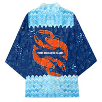 Turks and Caicos Islands Kimono with Red Crab and Ocean Wave Coral Reef Design - Wonder Print Shop
