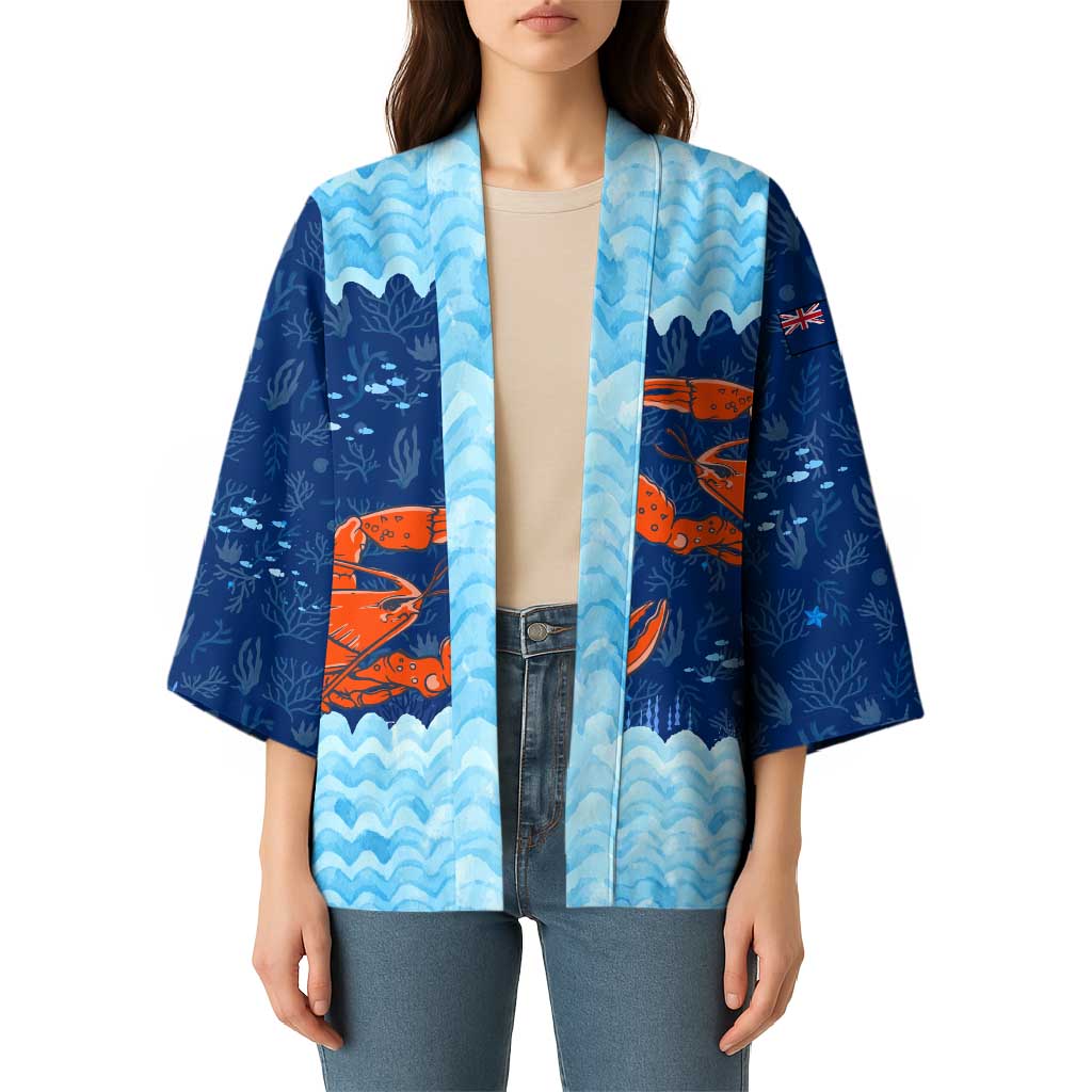 Turks and Caicos Islands Kimono with Red Crab and Ocean Wave Coral Reef Design - Wonder Print Shop