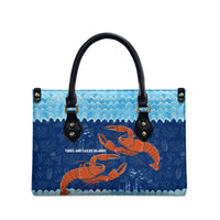Turks and Caicos Islands Leather Bag with Red Crab and Ocean Wave Coral Reef Design - Wonder Print Shop