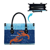 Turks and Caicos Islands Leather Bag with Red Crab and Ocean Wave Coral Reef Design - Wonder Print Shop