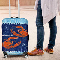Turks and Caicos Islands Luggage Cover with Red Crab and Ocean Wave Coral Reef Design - Wonder Print Shop