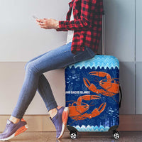 Turks and Caicos Islands Luggage Cover with Red Crab and Ocean Wave Coral Reef Design - Wonder Print Shop
