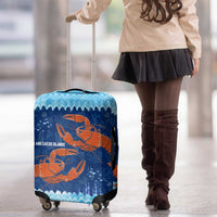 Turks and Caicos Islands Luggage Cover with Red Crab and Ocean Wave Coral Reef Design - Wonder Print Shop