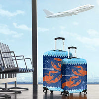 Turks and Caicos Islands Luggage Cover with Red Crab and Ocean Wave Coral Reef Design - Wonder Print Shop