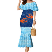 Turks and Caicos Islands Mermaid Dress with Red Crab and Ocean Wave Coral Reef Design - Wonder Print Shop