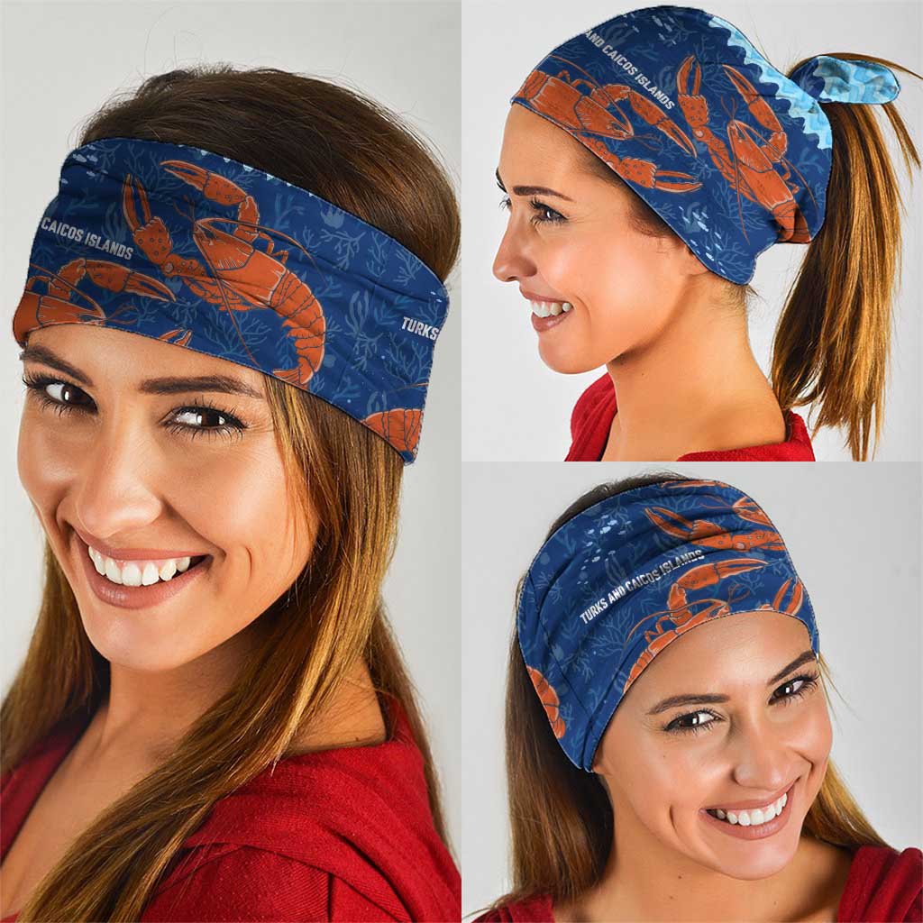 Turks and Caicos Islands Neck Gaiter with Red Crab and Ocean Wave Coral Reef Design - Wonder Print Shop