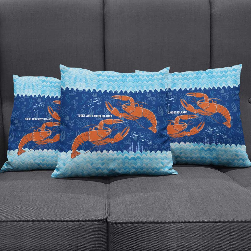 Turks and Caicos Islands Pillow Cover with Red Crab and Ocean Wave Coral Reef Design - Wonder Print Shop