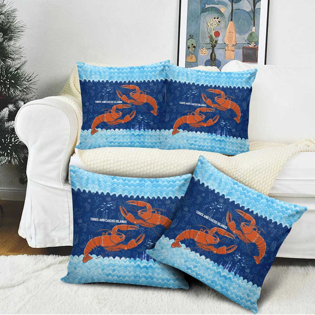 Turks and Caicos Islands Pillow Cover with Red Crab and Ocean Wave Coral Reef Design - Wonder Print Shop