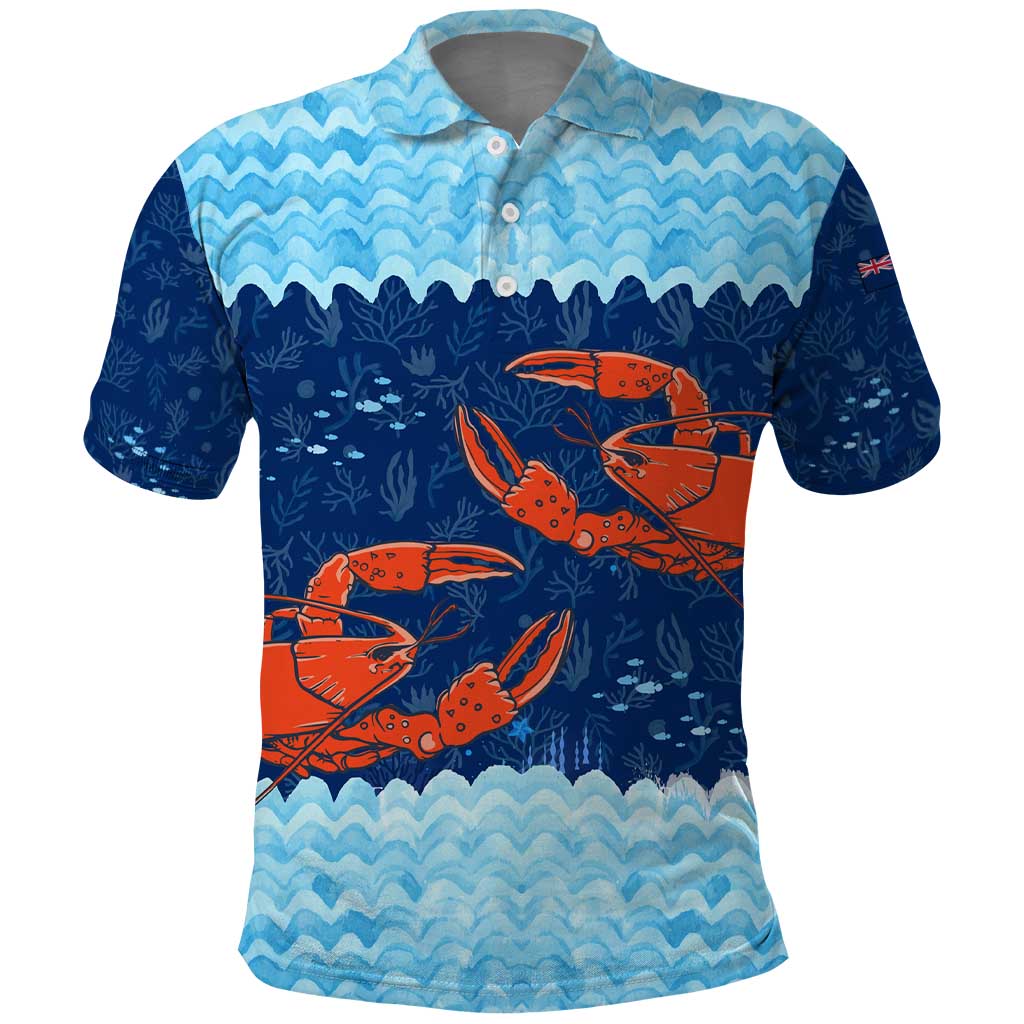 Turks and Caicos Islands Polo Shirt with Red Crab and Ocean Wave Coral Reef Design - Wonder Print Shop