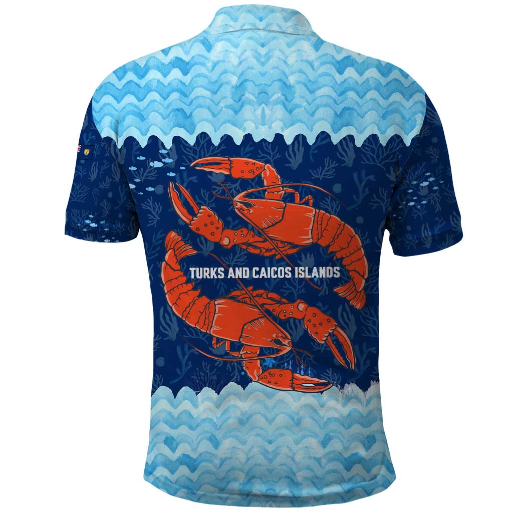 Turks and Caicos Islands Polo Shirt with Red Crab and Ocean Wave Coral Reef Design - Wonder Print Shop