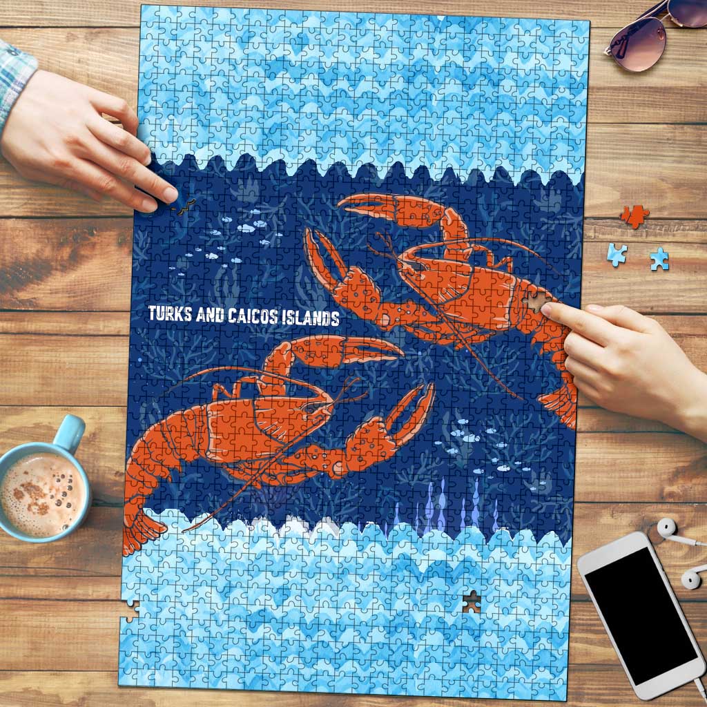 Turks and Caicos Islands Puzzle with Red Crab and Ocean Wave Coral Reef Design - Wonder Print Shop