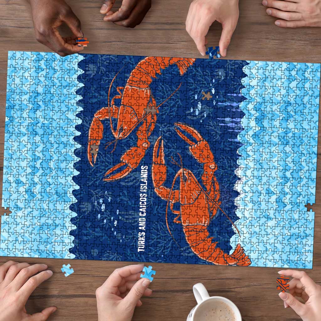 Turks and Caicos Islands Puzzle with Red Crab and Ocean Wave Coral Reef Design - Wonder Print Shop