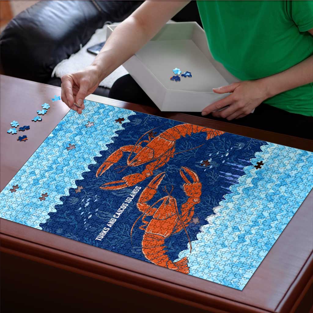 Turks and Caicos Islands Puzzle with Red Crab and Ocean Wave Coral Reef Design - Wonder Print Shop