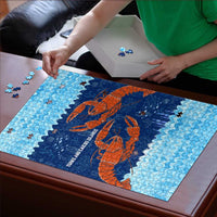 Turks and Caicos Islands Puzzle with Red Crab and Ocean Wave Coral Reef Design - Wonder Print Shop