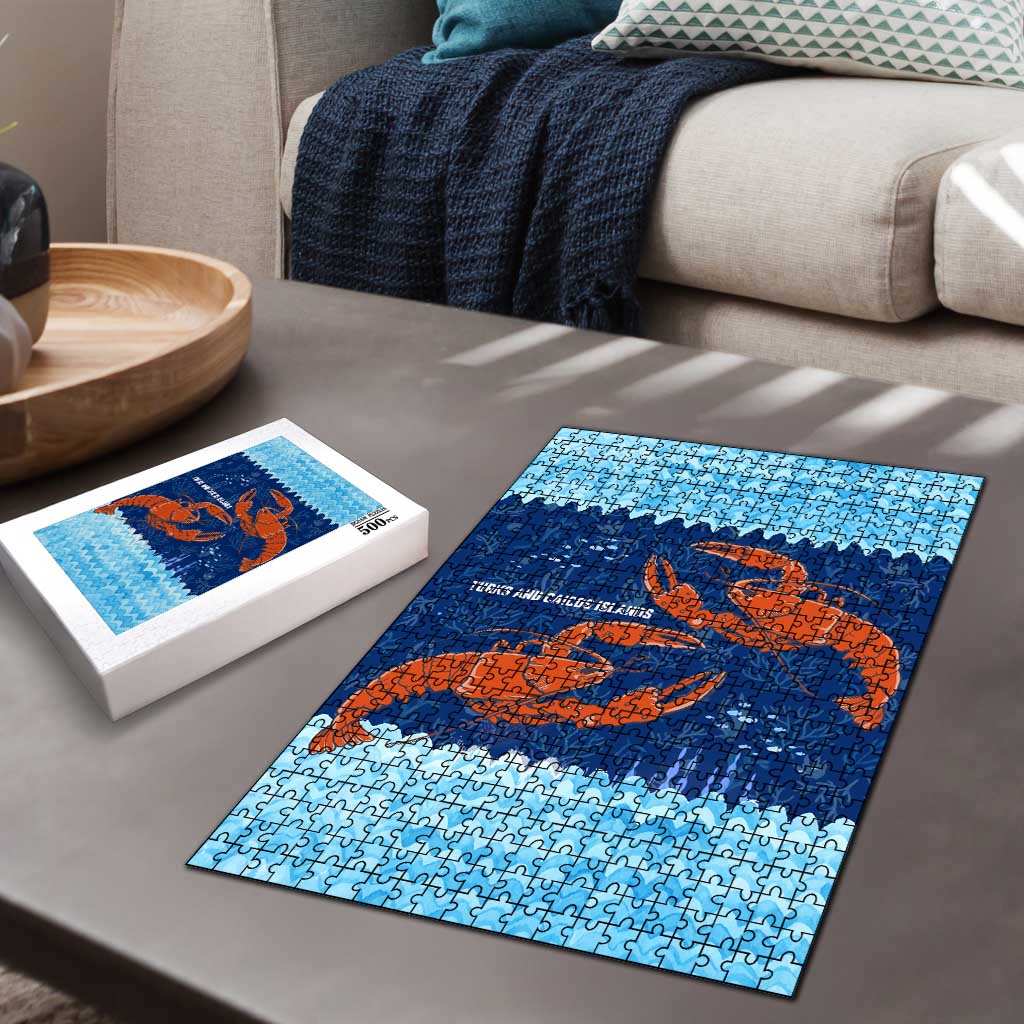 Turks and Caicos Islands Puzzle with Red Crab and Ocean Wave Coral Reef Design - Wonder Print Shop