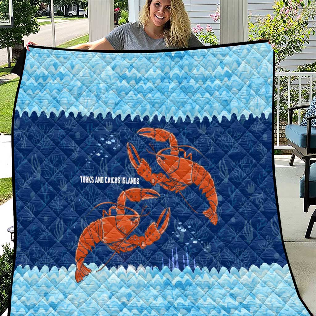Turks and Caicos Islands Quilt with Red Crab and Ocean Wave Coral Reef Design - Wonder Print Shop