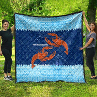 Turks and Caicos Islands Quilt with Red Crab and Ocean Wave Coral Reef Design - Wonder Print Shop