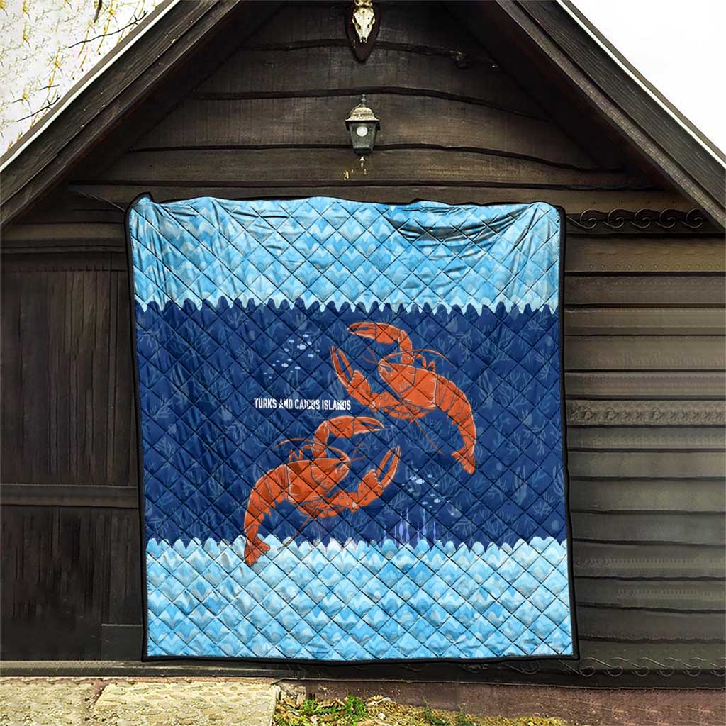 Turks and Caicos Islands Quilt with Red Crab and Ocean Wave Coral Reef Design - Wonder Print Shop