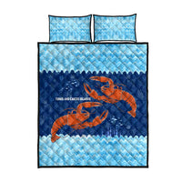 Turks and Caicos Islands Quilt Bed Set with Red Crab and Ocean Wave Coral Reef Design - Wonder Print Shop