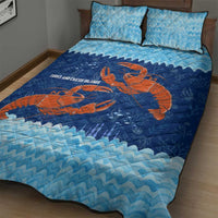 Turks and Caicos Islands Quilt Bed Set with Red Crab and Ocean Wave Coral Reef Design - Wonder Print Shop