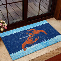 Turks and Caicos Islands Rubber Doormat with Red Crab and Ocean Wave Coral Reef Design - Wonder Print Shop