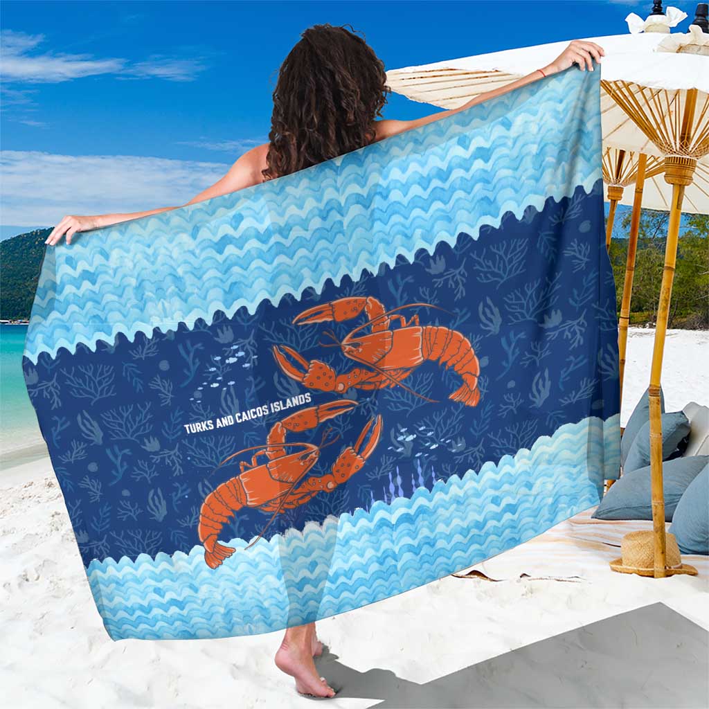 Turks and Caicos Islands Sarong with Red Crab and Ocean Wave Coral Reef Design - Wonder Print Shop