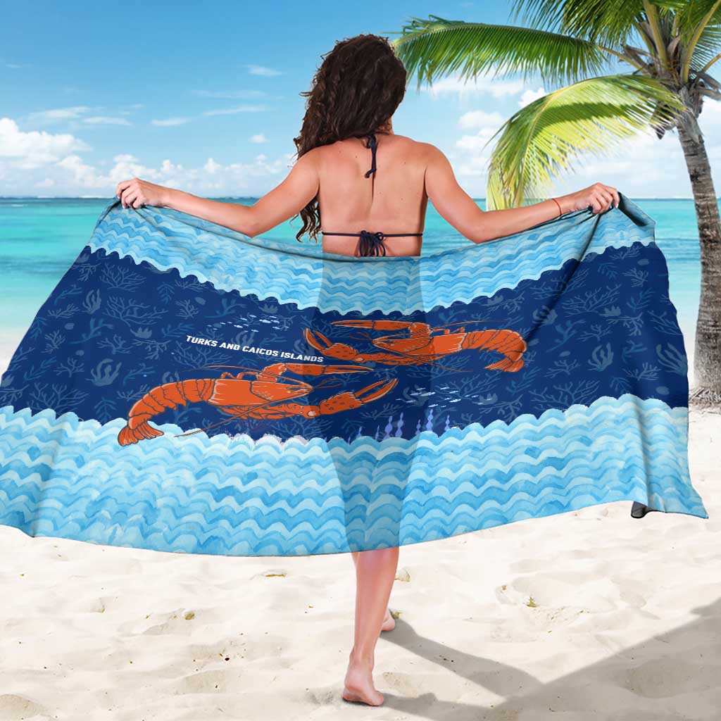 Turks and Caicos Islands Sarong with Red Crab and Ocean Wave Coral Reef Design - Wonder Print Shop