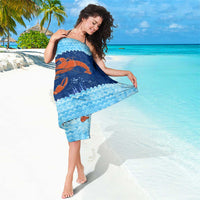 Turks and Caicos Islands Sarong with Red Crab and Ocean Wave Coral Reef Design - Wonder Print Shop