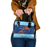 Turks and Caicos Islands Shoulder Handbag with Red Crab and Ocean Wave Coral Reef Design - Wonder Print Shop