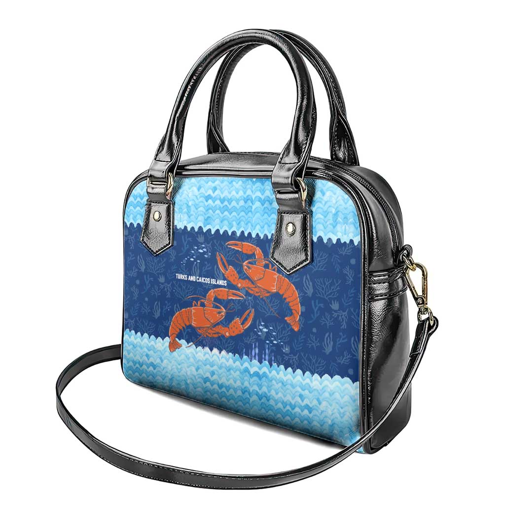 Turks and Caicos Islands Shoulder Handbag with Red Crab and Ocean Wave Coral Reef Design - Wonder Print Shop