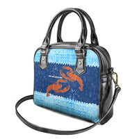 Turks and Caicos Islands Shoulder Handbag with Red Crab and Ocean Wave Coral Reef Design - Wonder Print Shop