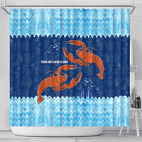 Turks and Caicos Islands Shower Curtain with Red Crab and Ocean Wave Coral Reef Design - Wonder Print Shop
