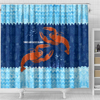 Turks and Caicos Islands Shower Curtain with Red Crab and Ocean Wave Coral Reef Design - Wonder Print Shop
