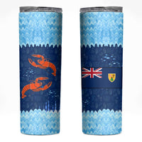 Turks and Caicos Islands Skinny Tumbler with Red Crab and Ocean Wave Coral Reef Design - Wonder Print Shop