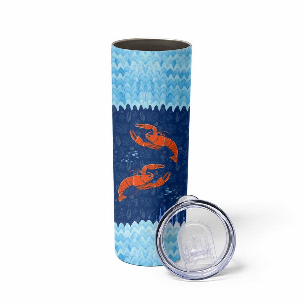 Turks and Caicos Islands Skinny Tumbler with Red Crab and Ocean Wave Coral Reef Design - Wonder Print Shop