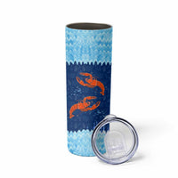 Turks and Caicos Islands Skinny Tumbler with Red Crab and Ocean Wave Coral Reef Design - Wonder Print Shop