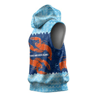 Turks and Caicos Islands Sleeveless Hoodie with Red Crab and Ocean Wave Coral Reef Design - Wonder Print Shop