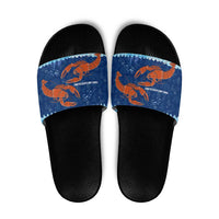 Turks and Caicos Islands Slide Sandals with Red Crab and Ocean Wave Coral Reef Design - Wonder Print Shop