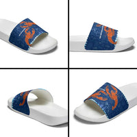 Turks and Caicos Islands Slide Sandals with Red Crab and Ocean Wave Coral Reef Design - Wonder Print Shop