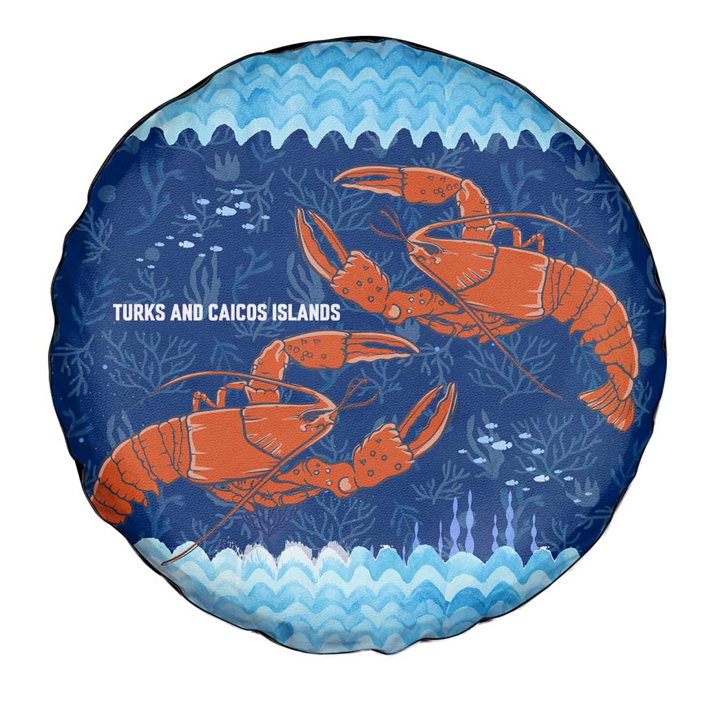 Turks and Caicos Islands Spare Tire Cover with Red Crab and Ocean Wave Coral Reef Design - Wonder Print Shop