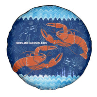 Turks and Caicos Islands Spare Tire Cover with Red Crab and Ocean Wave Coral Reef Design - Wonder Print Shop