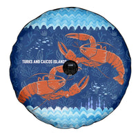 Turks and Caicos Islands Spare Tire Cover with Red Crab and Ocean Wave Coral Reef Design - Wonder Print Shop